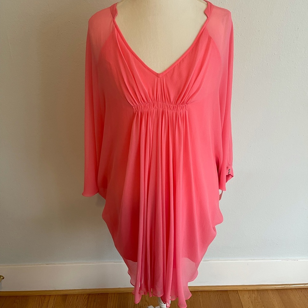 DVF Peach colored sheer flowy dress